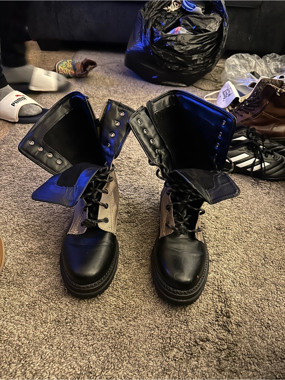 Sam & Libby Black and Brown Lace-Up Combat Boots